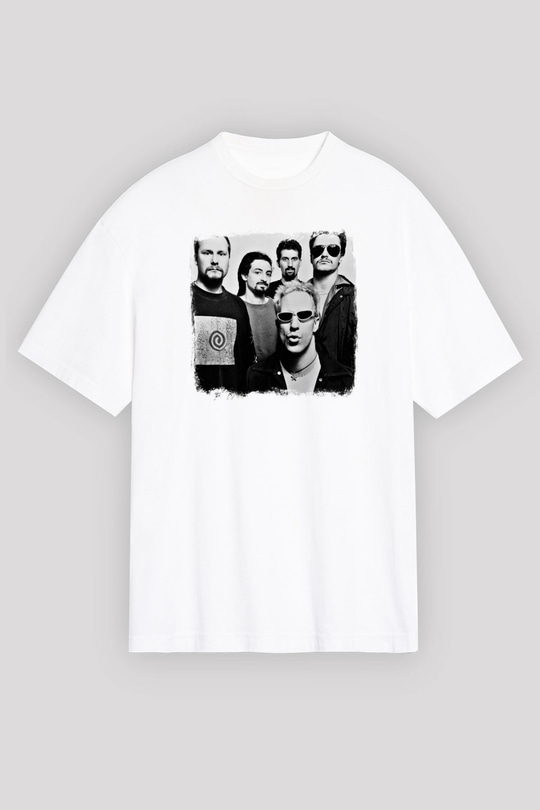 Faith No More Baskılı Unisex Beyaz Oversize Tişört