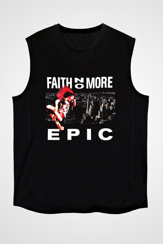 Faith No More Baskılı Unisex Siyah Kolsuz Tişört