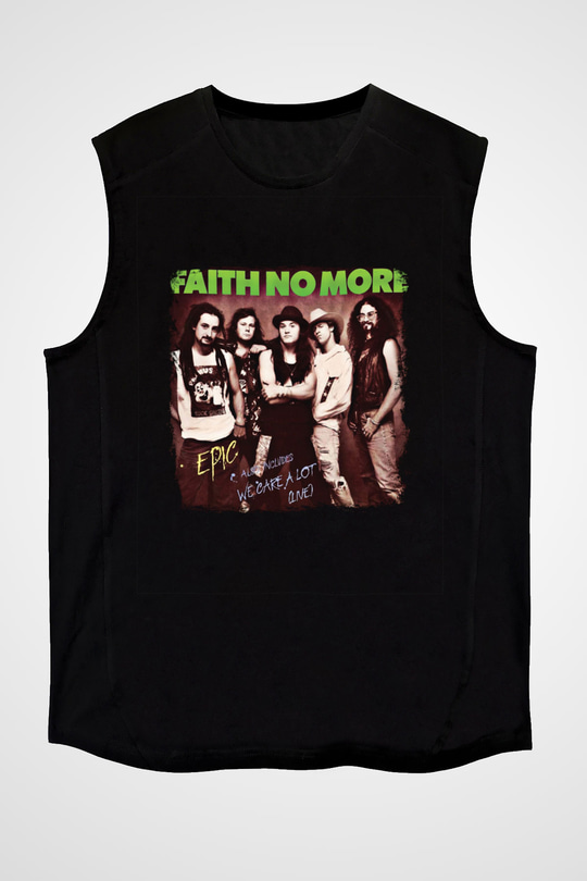 Faith No More Baskılı Unisex Siyah Kolsuz Tişört