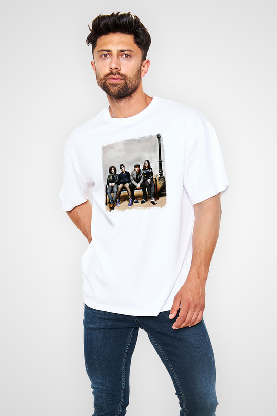 Fall Out Boy Baskılı Unisex Beyaz Oversize Tişört
