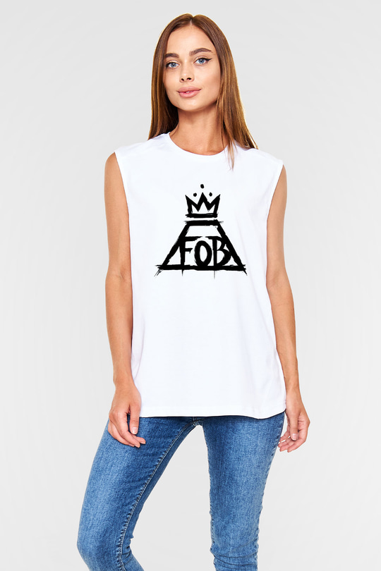 Fall Out Boy Beyaz Unisex Kolsuz Tişört