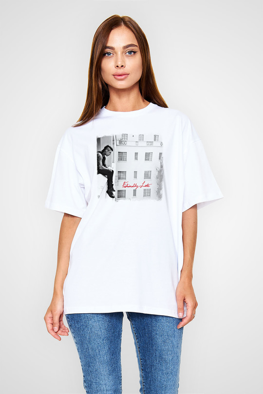 Falling In Reverse Baskılı Unisex Beyaz Oversize Tişört