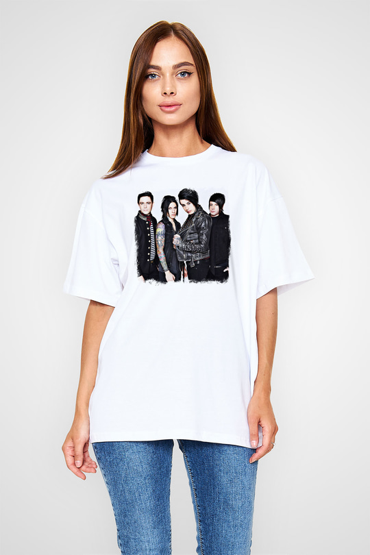 Falling In Reverse Baskılı Unisex Beyaz Oversize Tişört