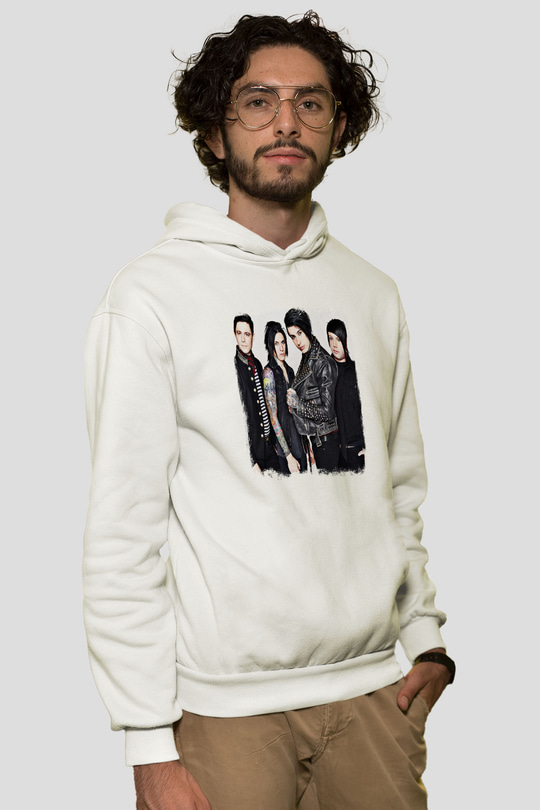 Falling In Reverse Baskılı Unisex Beyaz Hoodie