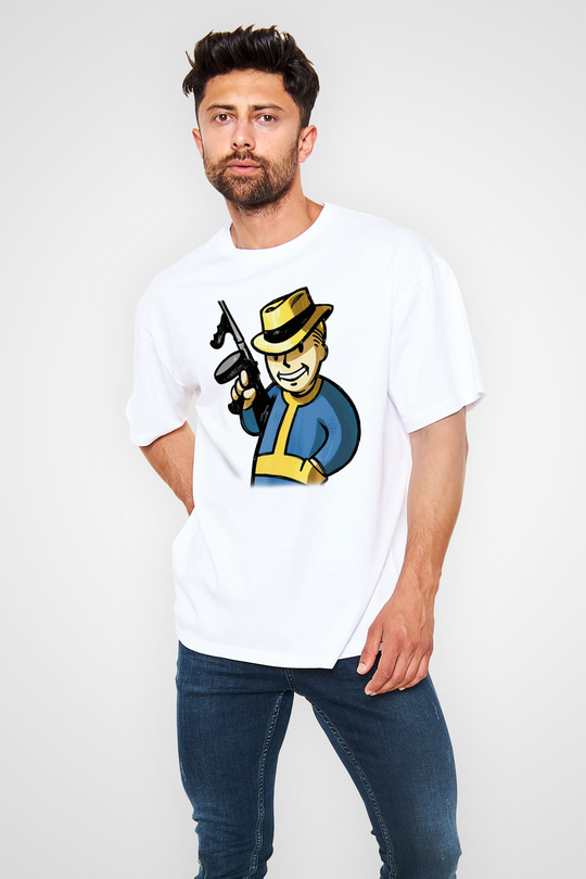 Fallout Beyaz Unisex Oversize Tişört T-Shirt