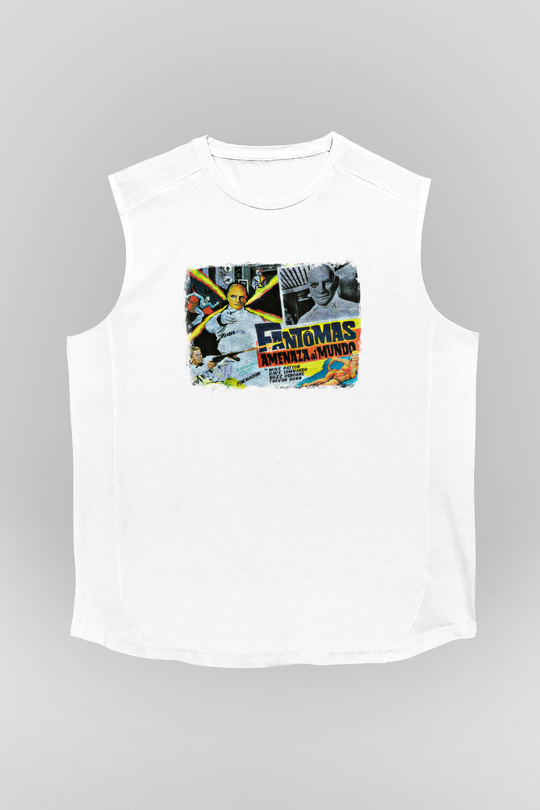 Fantomas Baskılı Unisex Beyaz Kolsuz Tişört