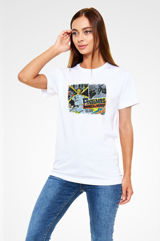 Fantomas Baskılı Unisex Beyaz Tişört