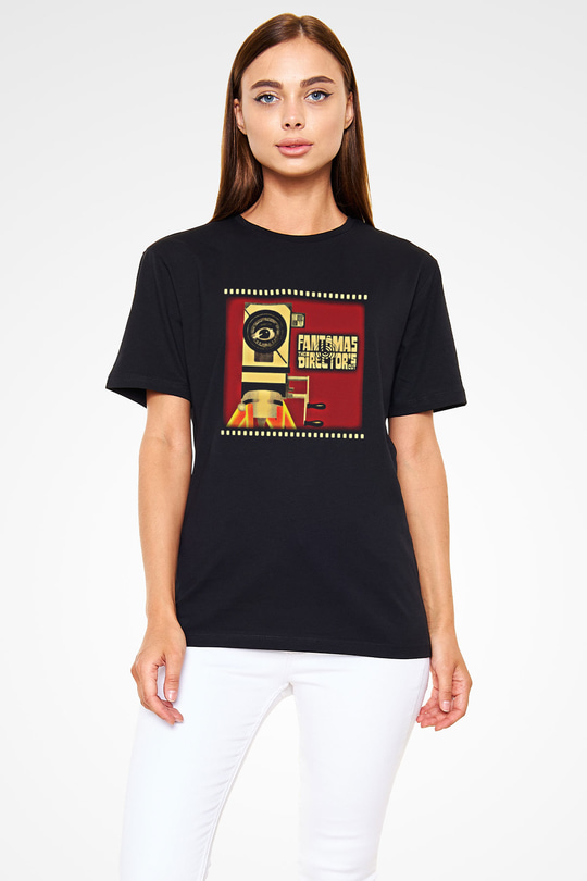 Fantomas Baskılı Unisex Siyah Tişört