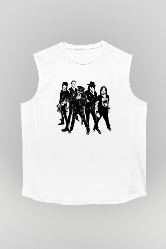 Faster Pussycat Baskılı Unisex Beyaz Kolsuz Tişört