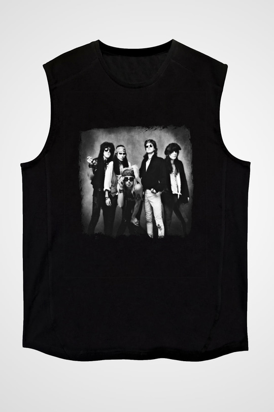 Faster Pussycat Baskılı Unisex Siyah Kolsuz Tişört