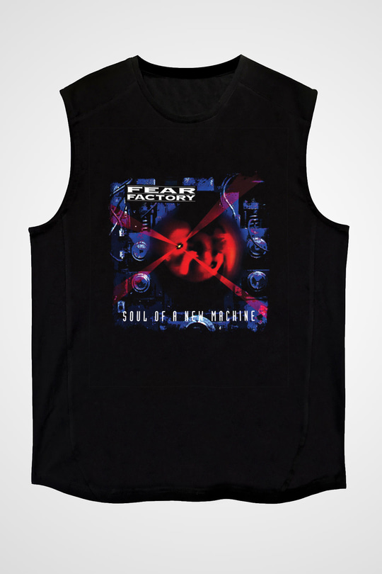 Fear Factory Baskılı Unisex Siyah Kolsuz Tişört