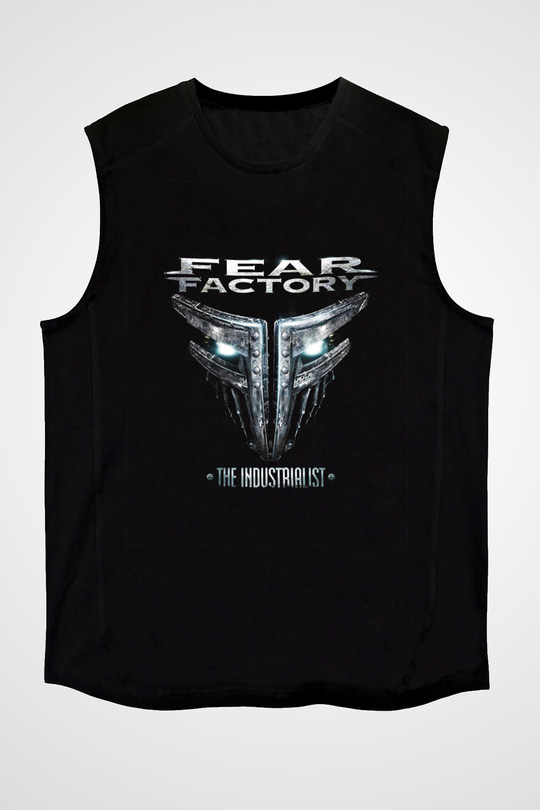Fear Factory Baskılı Unisex Siyah Kolsuz Tişört