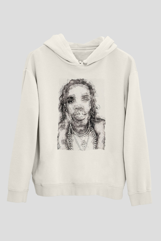 Fetty Wap Beyaz Unisex Kapüşonlu Sweatshirt