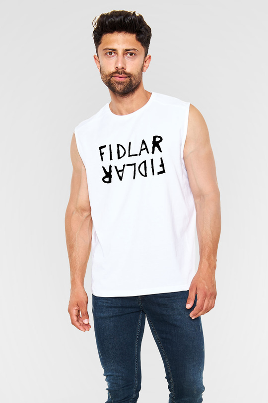 Fidlar Beyaz Unisex Kolsuz Tişört