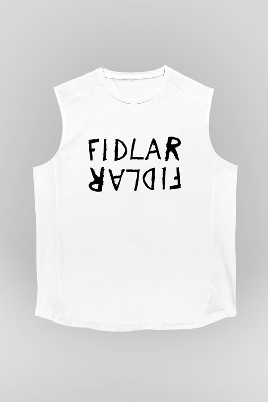 Fidlar Beyaz Unisex Kolsuz Tişört