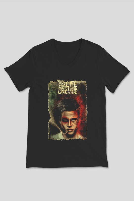 Fight Club Dövüş Klubü Siyah Unisex V Yaka Tişört