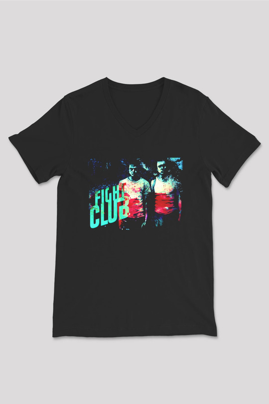 Fight Club Dövüş Klubü Siyah Unisex V Yaka Tişört