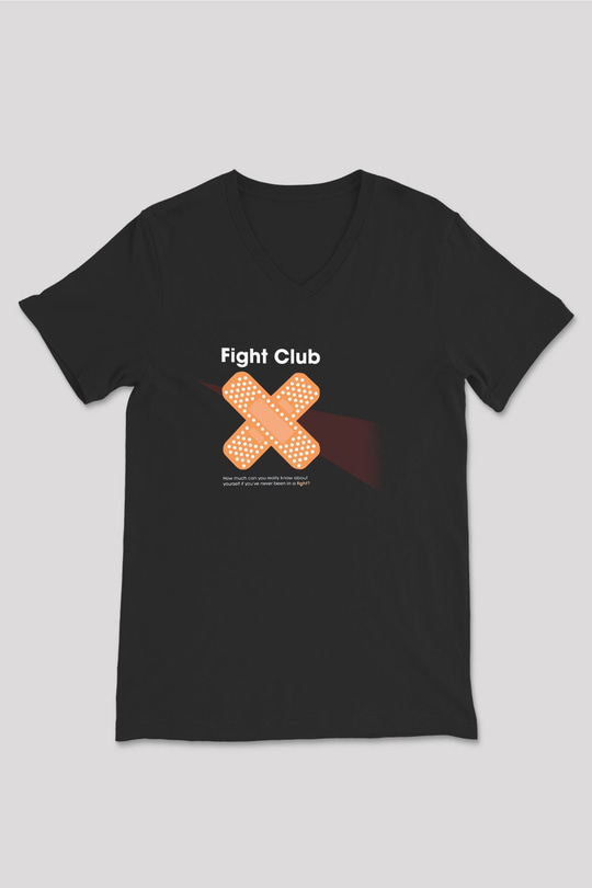 Fight Club Dövüş Klubü Siyah Unisex V Yaka Tişört