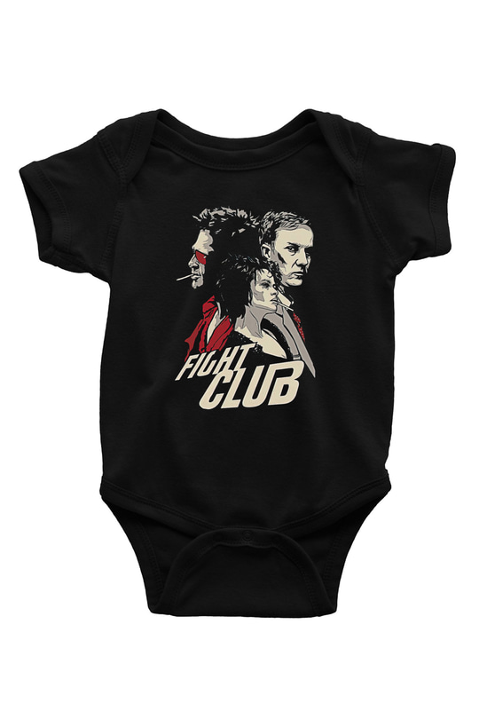 Fight Club (Tyler Durden) Baskılı Unisex Siyah Bebek Body - Zıbın