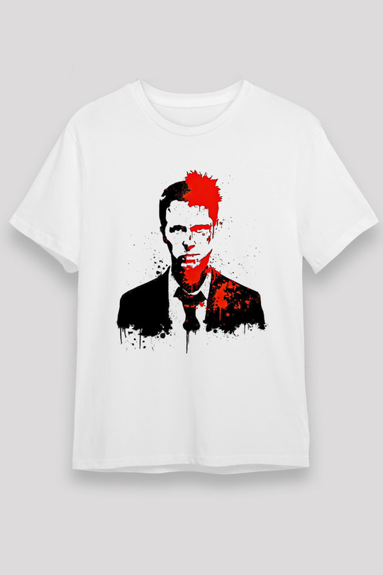 Fight Club (Tyler Durden) Unisex Baskılı Beyaz Tişört - Tshirt