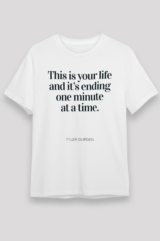 Fight Club (Tyler Durden) Unisex Baskılı Beyaz Tişört - Tshirt