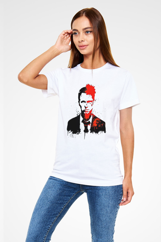 Fight Club (Tyler Durden) Unisex Baskılı Beyaz Tişört - Tshirt