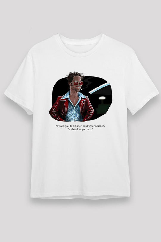 Fight Club (Tyler Durden) Unisex Baskılı Beyaz Tişört - Tshirt