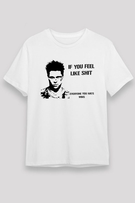 Fight Club (Tyler Durden) Unisex Baskılı Beyaz Tişört - Tshirt
