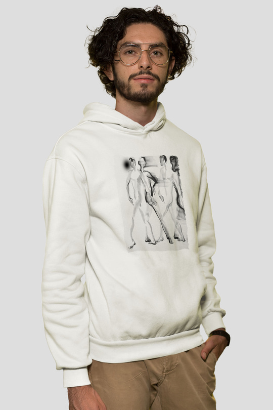 Figür Beyaz Unisex Hoodie