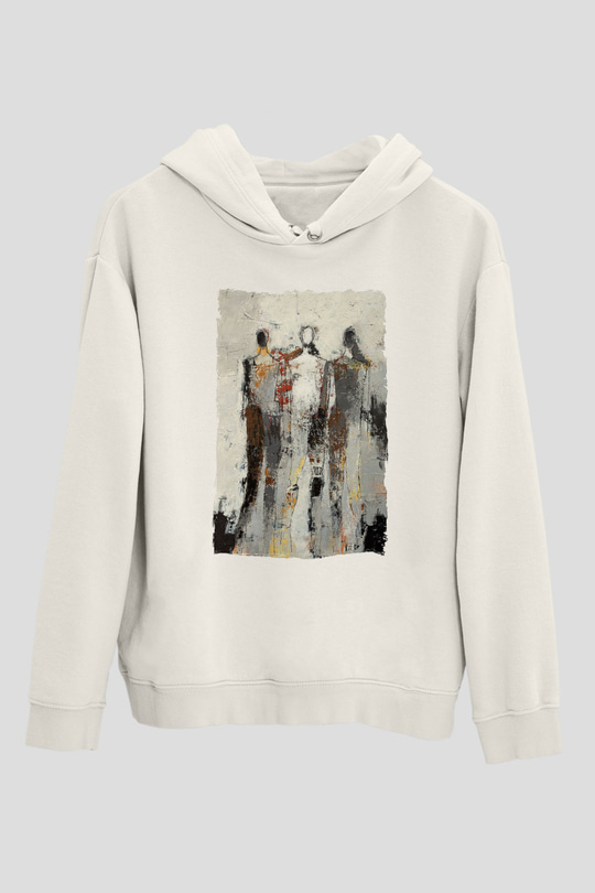 Figür Beyaz Unisex Hoodie