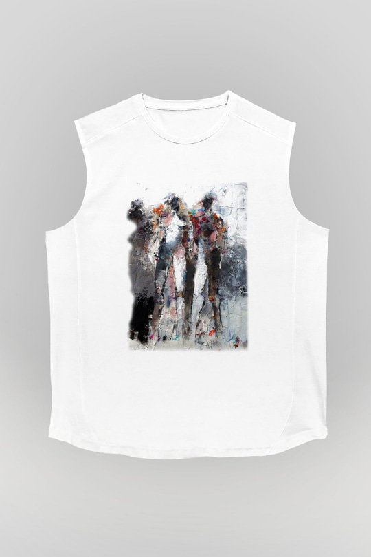 Figür Beyaz Unisex Kolsuz Tişört