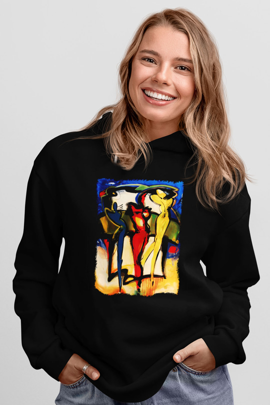 Figür Siyah Unisex Hoodie