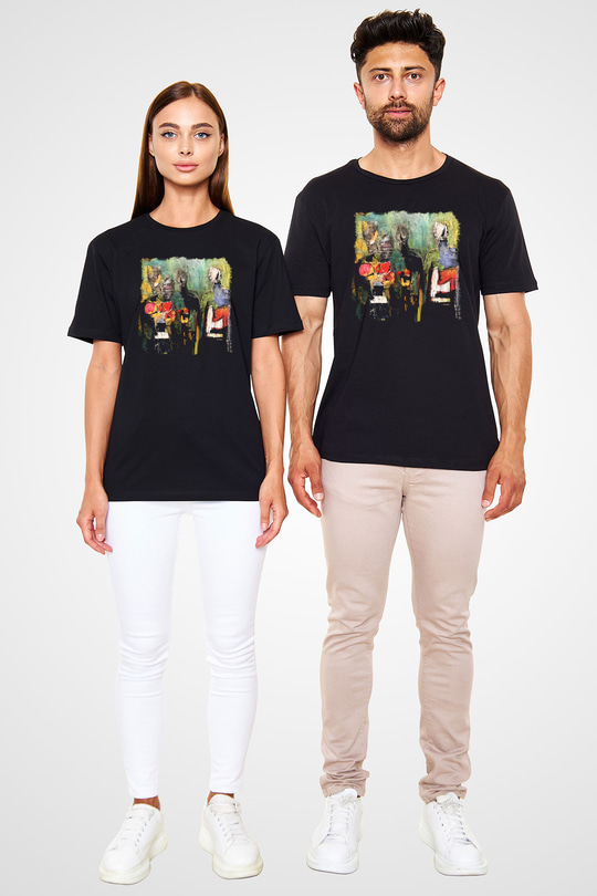Figür Siyah Unisex Tişört T-Shirt - TişörtFabrikası