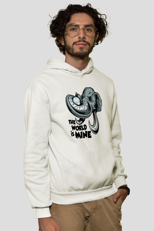 Fil Beyaz Unisex Kapşonlu Sweatshirt