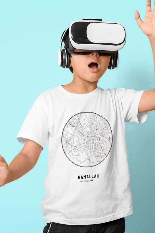 Filistin Baskılı Beyaz Unisex Beyaz Çocuk Tişört - Tshirt