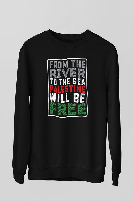 Filistin Baskılı Unisex Siyah Sweatshirt