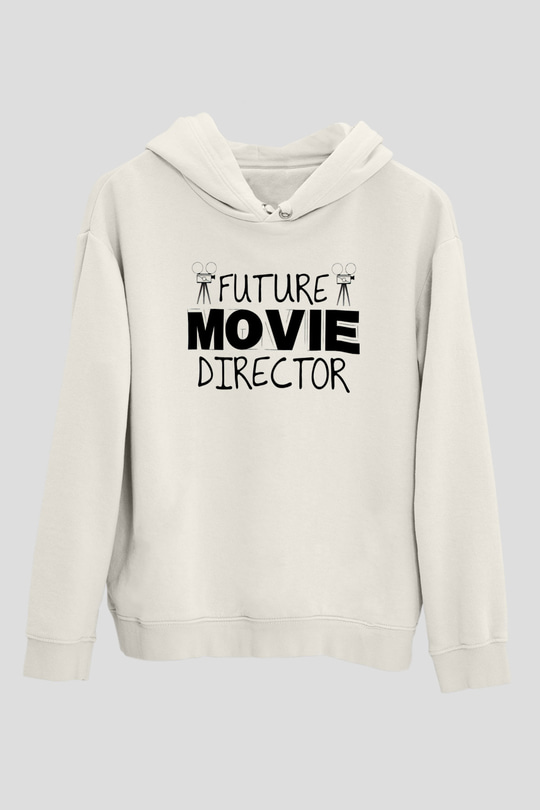 Film yönetmeni Beyaz Unisex Kapüşonlu Sweatshirt