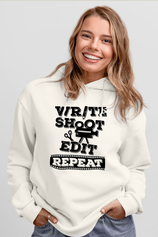 Film yönetmeni Beyaz Unisex Kapüşonlu Sweatshirt