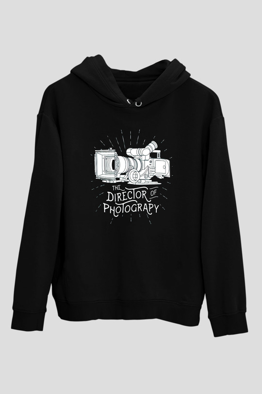 Film yönetmeni Siyah Unisex Kapüşonlu Sweatshirt