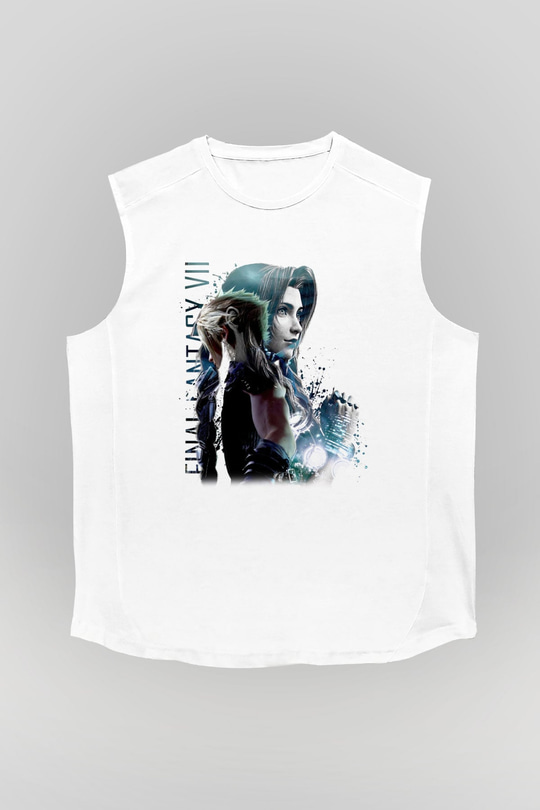 Final Fantasy Beyaz Unisex Kolsuz Tişört