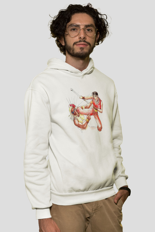 Final Fight Beyaz Unisex Hoodie