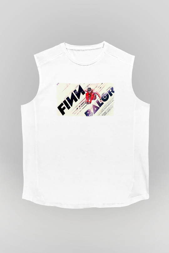 Finn Balor Baskılı Beyaz Unisex Kolsuz Tişört - Tshirt