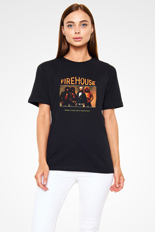 FireHouse Baskılı Unisex Siyah Tişört