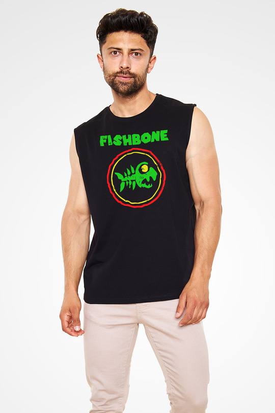 Fishbone Siyah Unisex Kolsuz Tişört
