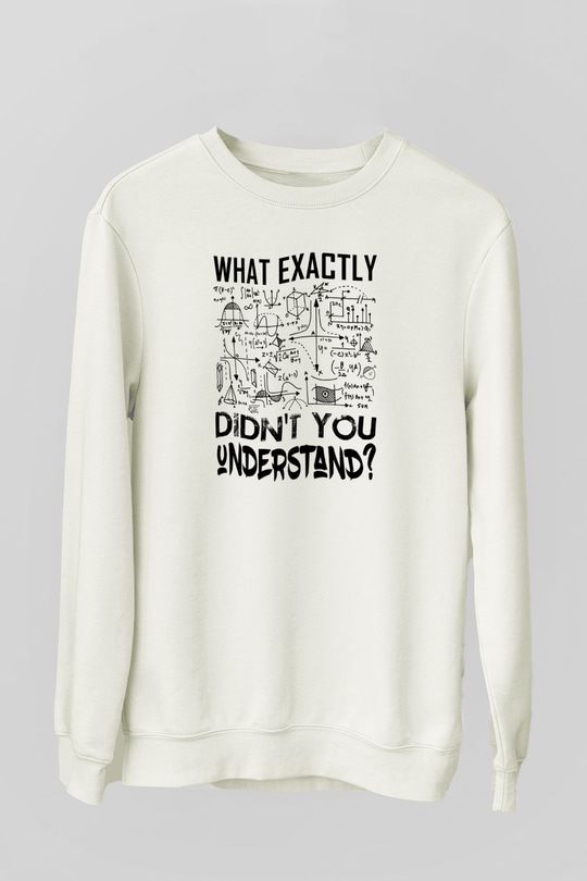Fizik Grafikler Denklemler Baskılı Unisex Ekru Sweatshirt