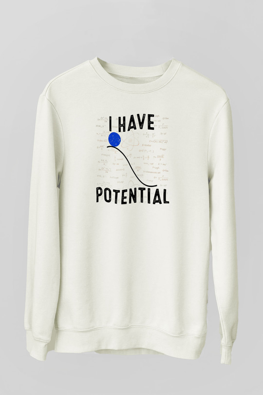 Fizik Potansiyel Enerji Baskılı Unisex Ekru Sweatshirt