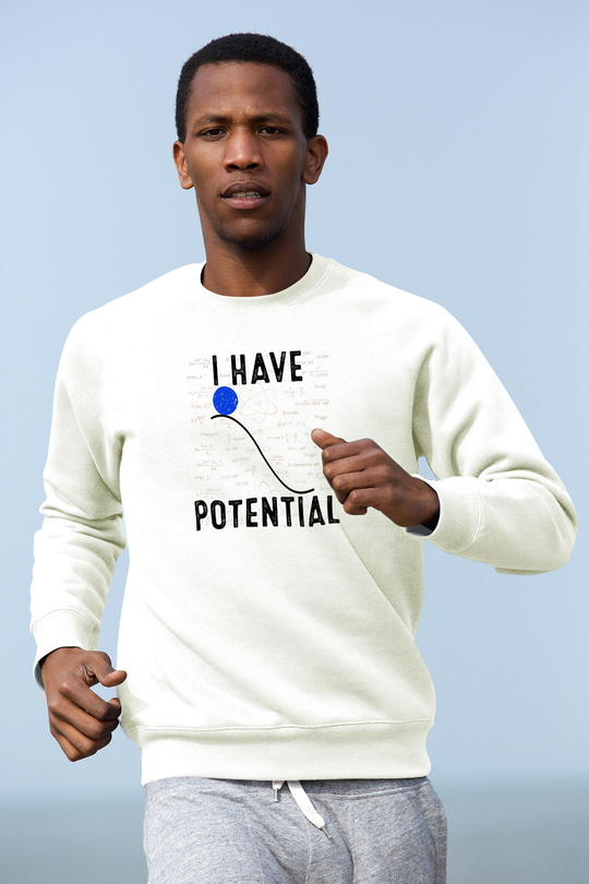 Fizik Potansiyel Enerji Baskılı Unisex Ekru Sweatshirt