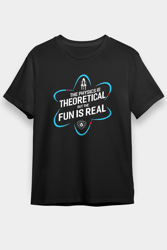 Fizik Teorik Baskılı Unisex Siyah Tişört - Tshirt