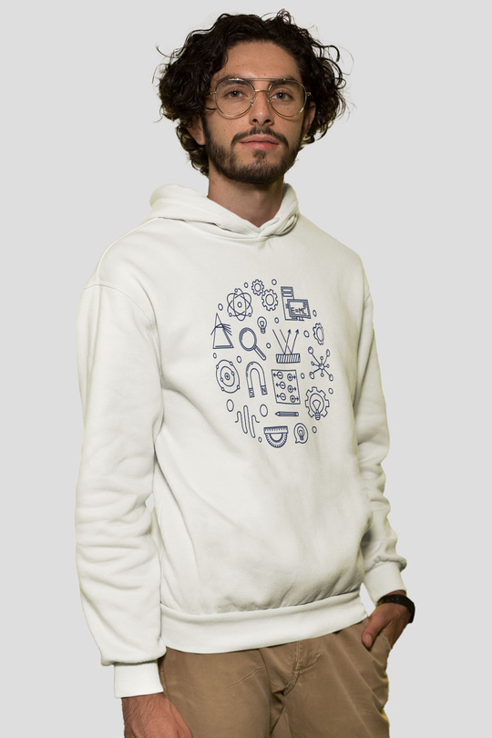 Fizikçi Beyaz Unisex Hoodie