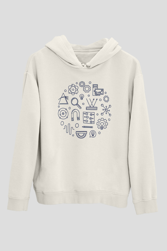 Fizikçi Beyaz Unisex Hoodie